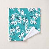 Elegante Tulp Bloem Patroon Botanische Kunst Ontwe Bad Handdoek (Wasdoekje)