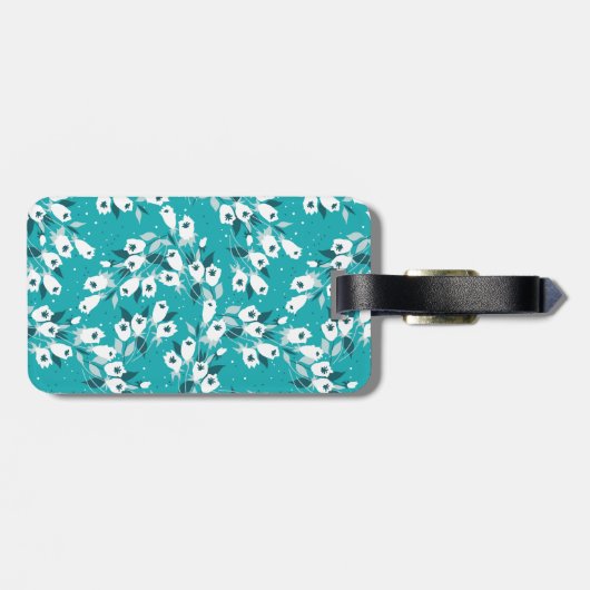 Elegante Tulp Bloem Patroon Botanische Kunst Ontwe Bagagelabel (Achterkant horizontaal)