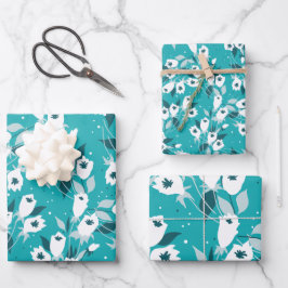 Elegante Tulp Bloem Patroon Botanische Kunst Ontwe Inpakpapier Vel