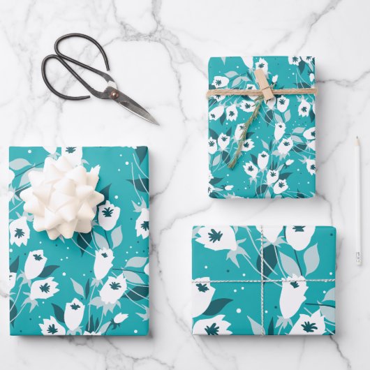 Elegante Tulp Bloem Patroon Botanische Kunst Ontwe Inpakpapier Vel (Voorkant)