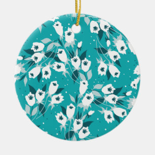 Elegante Tulp Bloem Patroon Botanische Kunst Ontwe Keramisch Ornament