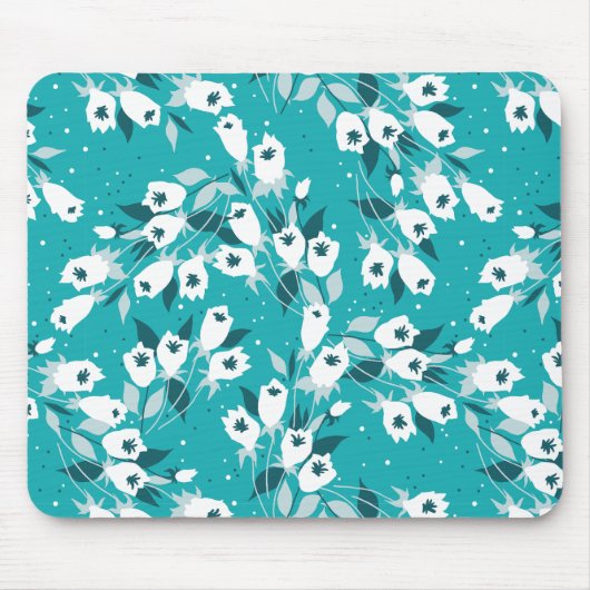 Elegante Tulp Bloem Patroon Botanische Kunst Ontwe Muismat (Voorkant)