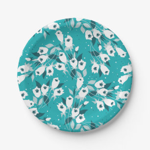 Elegante Tulp Bloem Patroon Botanische Kunst Ontwe Papieren Bordje