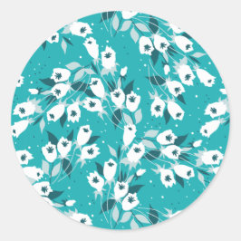 Elegante Tulp Bloem Patroon Botanische Kunst Ontwe Ronde Sticker