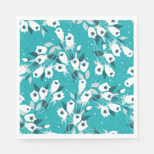 Elegante Tulp Bloem Patroon Botanische Kunst Ontwe Servet (Voorkant)