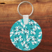 Elegante Tulp Bloem Patroon Botanische Kunst Ontwe Sleutelhanger (Voorkant)