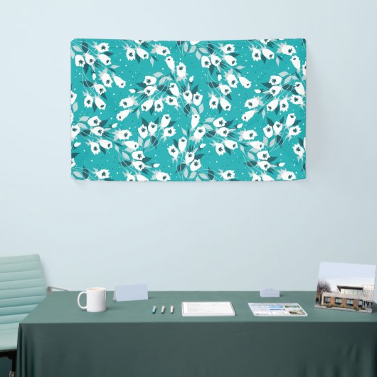 Elegante Tulp Bloem Patroon Botanische Kunst Ontwe Spandoek (Beurs)