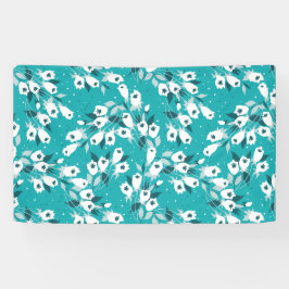 Elegante Tulp Bloem Patroon Botanische Kunst Ontwe Spandoek