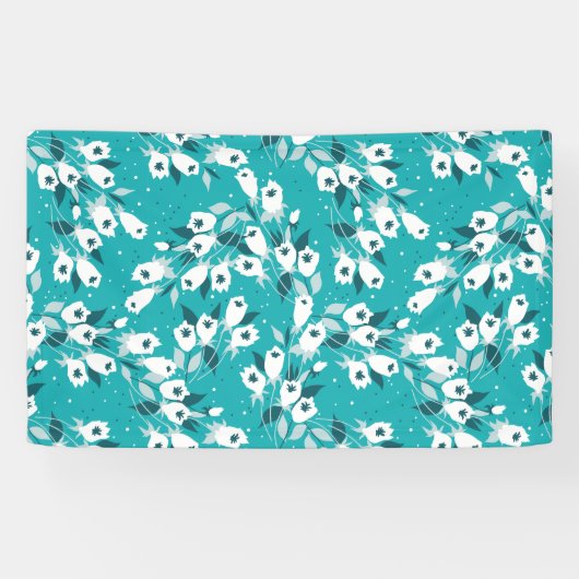 Elegante Tulp Bloem Patroon Botanische Kunst Ontwe Spandoek (Horizontaal)