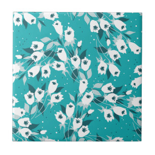 Elegante Tulp Bloem Patroon Botanische Kunst Ontwe Tegeltje