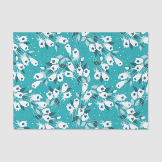 Elegante Tulp Bloem Patroon Botanische Kunst Ontwe Tissuepapier (Voorkant)