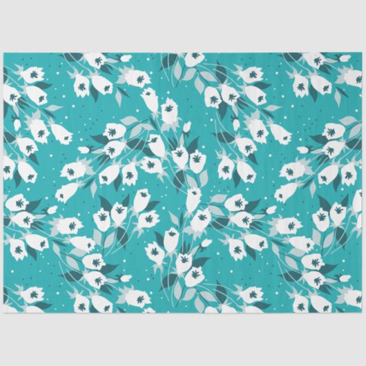 Elegante Tulp Bloem Patroon Botanische Kunst Ontwe Tissuepapier (Voorkant)