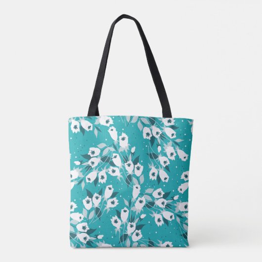 Elegante Tulp Bloem Patroon Botanische Kunst Ontwe Tote Bag (Achterkant)