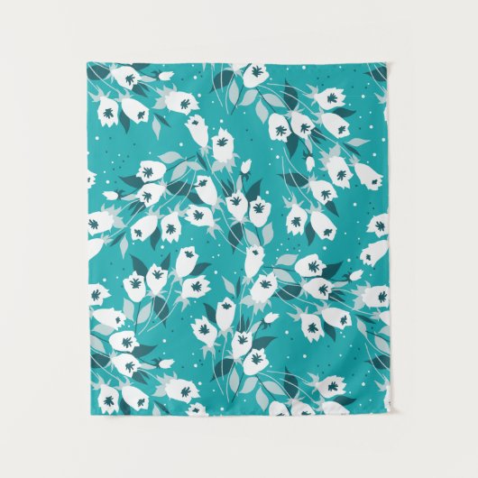 Elegante Tulp Bloem Patroon Botanische Kunst Ontwe Wandkleed (Voorkant)