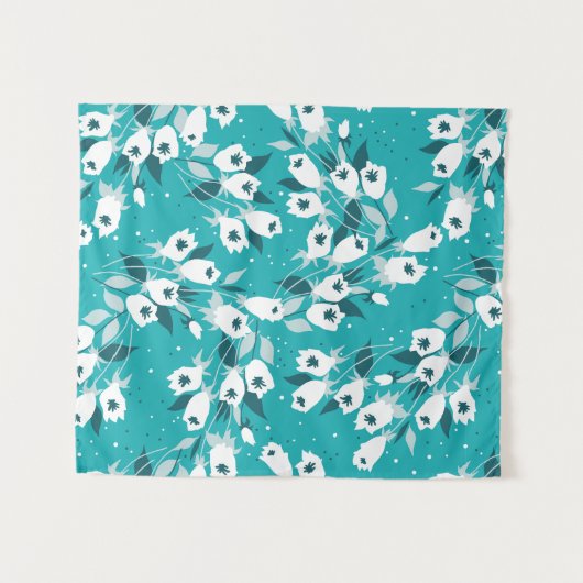 Elegante Tulp Bloem Patroon Botanische Kunst Ontwe Wandkleed (Voorkant (horizontaal))