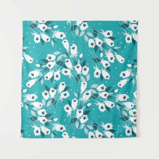 Elegante Tulp Bloem Patroon Botanische Kunst Ontwe Wandkleed (Voorkant)