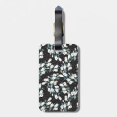 Elegante Tulp Bloem Patroon Zwarte Achtergrond Bagagelabel (Achterkant verticaal)