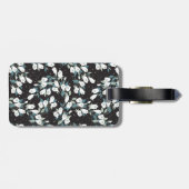 Elegante Tulp Bloem Patroon Zwarte Achtergrond Bagagelabel (Achterkant horizontaal)