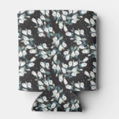 Elegante Tulp Bloem Patroon Zwarte Achtergrond Blikjeskoeler (Achterkant)