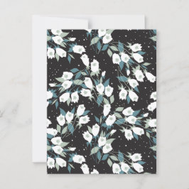 Elegante Tulp Bloem Patroon Zwarte Achtergrond Briefkaart