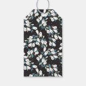 Elegante Tulp Bloem Patroon Zwarte Achtergrond Cadeaulabel (Voorkant)