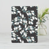 Elegante Tulp Bloem Patroon Zwarte Achtergrond Feestdagenkaart (Staand voorkant)