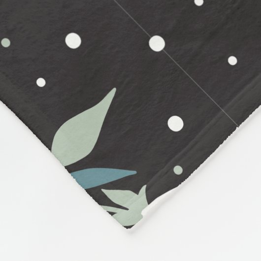 Elegante Tulp Bloem Patroon Zwarte Achtergrond Fleece Deken (Hoek)