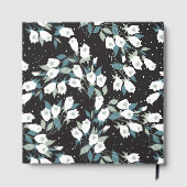 Elegante Tulp Bloem Patroon Zwarte Achtergrond Gastenboek (Achterkant)