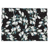 Elegante Tulp Bloem Patroon Zwarte Achtergrond Groot Cadeauzakje (Achterkant)