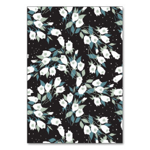 Elegante Tulp Bloem Patroon Zwarte Achtergrond Kaart