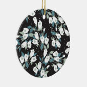 Elegante Tulp Bloem Patroon Zwarte Achtergrond Keramisch Ornament (Rechts)