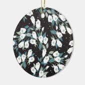 Elegante Tulp Bloem Patroon Zwarte Achtergrond Keramisch Ornament (Links)