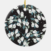 Elegante Tulp Bloem Patroon Zwarte Achtergrond Keramisch Ornament (Achterkant)