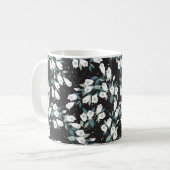 Elegante Tulp Bloem Patroon Zwarte Achtergrond Koffiemok (Voorkant links)