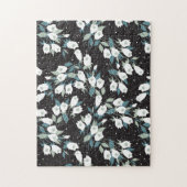 Elegante Tulp Bloem Patroon Zwarte Achtergrond Legpuzzel (Verticaal)