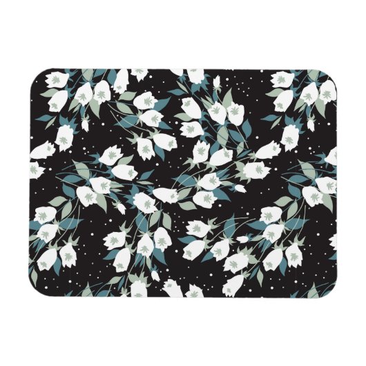 Elegante Tulp Bloem Patroon Zwarte Achtergrond Magneet (Horizontaal)