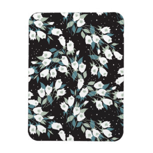 Elegante Tulp Bloem Patroon Zwarte Achtergrond Magneet