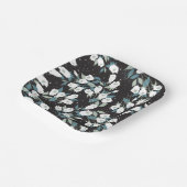 Elegante Tulp Bloem Patroon Zwarte Achtergrond Papieren Bordje (Gebogen)