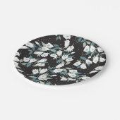 Elegante Tulp Bloem Patroon Zwarte Achtergrond Papieren Bordje (Gekanteld)