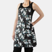 Elegante Tulp Bloem Patroon Zwarte Achtergrond Schort (Insitu)