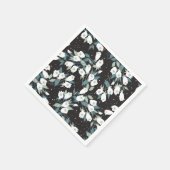 Elegante Tulp Bloem Patroon Zwarte Achtergrond Servet (Hoek)