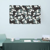 Elegante Tulp Bloem Patroon Zwarte Achtergrond Spandoek (Beurs)