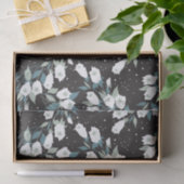 Elegante Tulp Bloem Patroon Zwarte Achtergrond Tissuepapier (Geschenk)