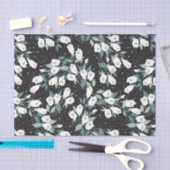 Elegante Tulp Bloem Patroon Zwarte Achtergrond Tissuepapier (Craft)