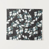 Elegante Tulp Bloem Patroon Zwarte Achtergrond Wandkleed (Voorkant (horizontaal))