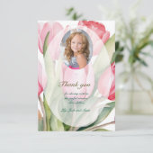 Elegante tulp Eerste Communie Bedankkaart (Staand voorkant)