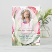 Elegante tulp Eerste Communie Kaart (Staand voorkant)