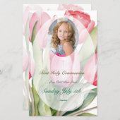 Elegante tulp Eerste Communie Menu (Voorkant / Achterkant)