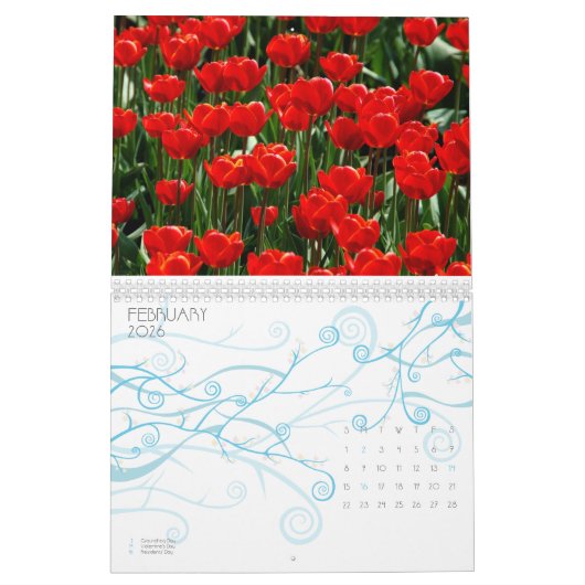 Elegante Tulp en Roos Bloemen Fotografie Kalender (Feb 2026)