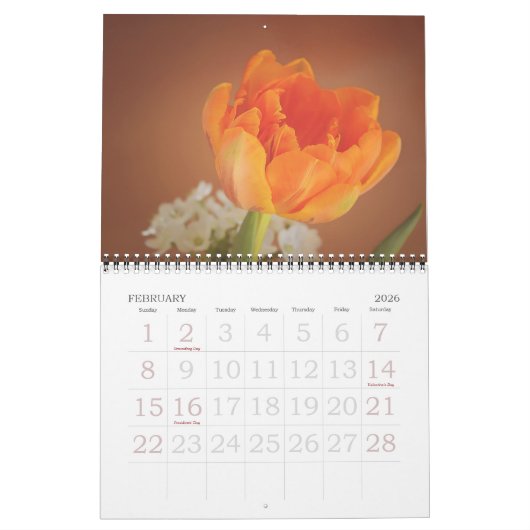 Elegante Tulp en Roos Bloemen Fotografie Kalender (Feb 2026)